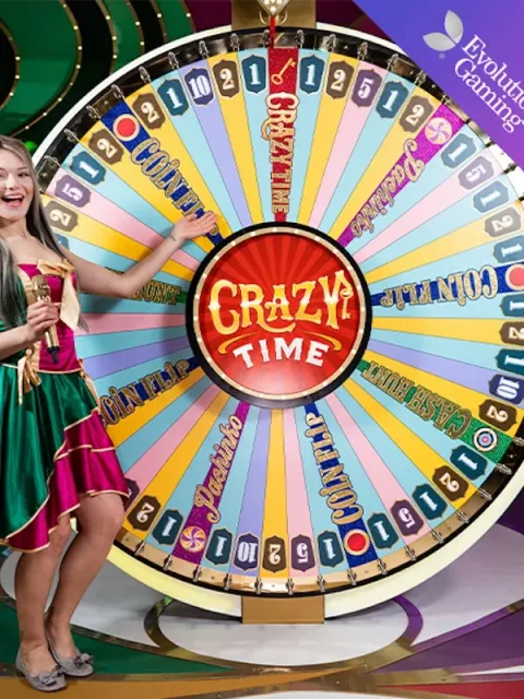 Jeu télévisé en direct Crazy Time d'Evolution chez PowerUp Casino